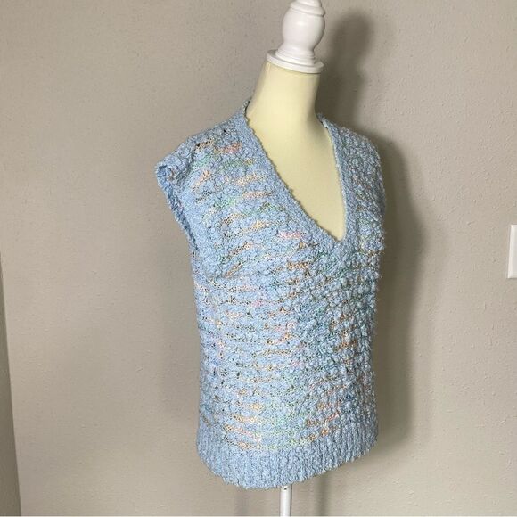 Vintage Emily's Closet Handmade Chunky Pastel Knit Lightweight Sweater Vest LRG - Picture 8 of 16
